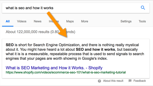 google featured snippet