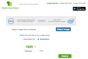 Dimensions of image resize