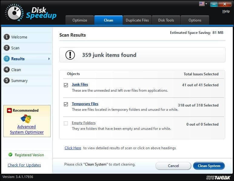 Disk Speed Up - Junk items