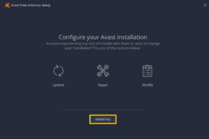 uninstall avast windows 10