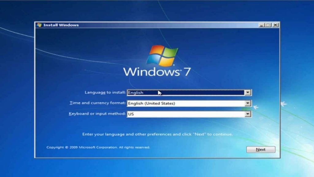 install windows 7 by usb